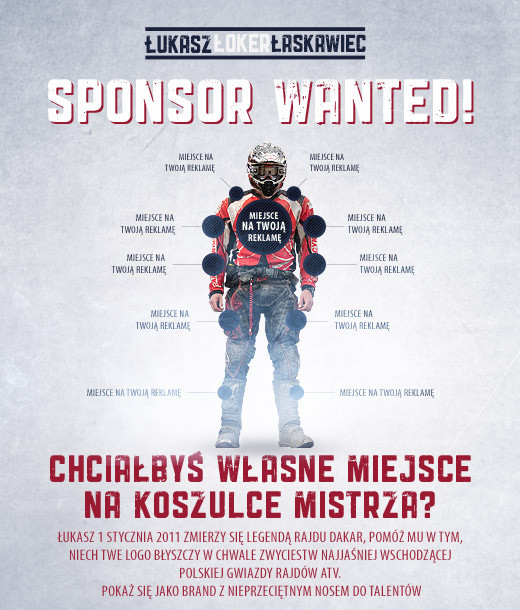 Łukasz Łoker Łaskawiec szuka sponsorów Łukasz Łoker Łaskawiec szuka sponsorów