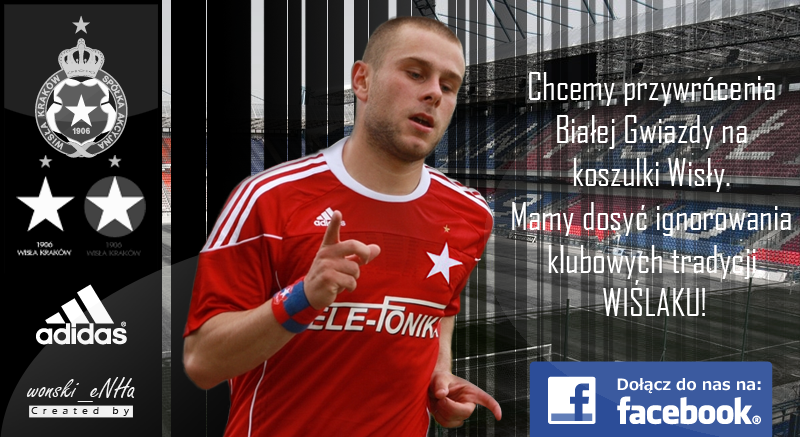Kibice Wis�y Krak�w chc� przywr�cenia znaku bia�ej gwiazdy na strojach zawodnik�w