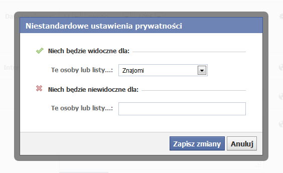 Niestandardowe ustawienia Niestandardowe ustawienia
