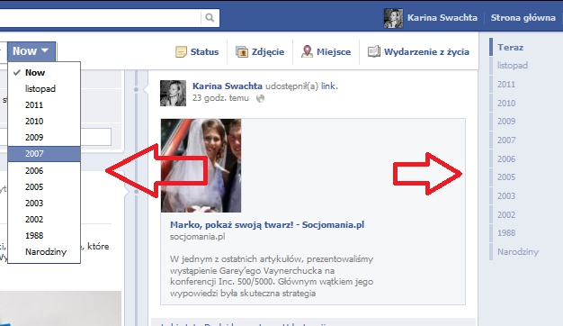 Timeline nawigacja Timeline nawigacja